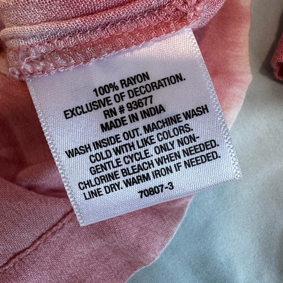 A.N.A. Women’s Lg  Pink & White Tie Dye Long Sleeve Flowy Relaxed Peasant Blouse - Picture 7 of 11